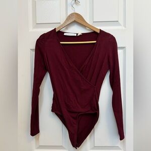 Burgundy long sleeve body suit